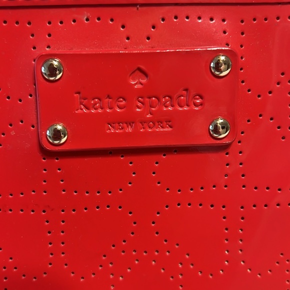 Kate Spade Red Patent Logo Perforated Tote - Picture 2 of 14